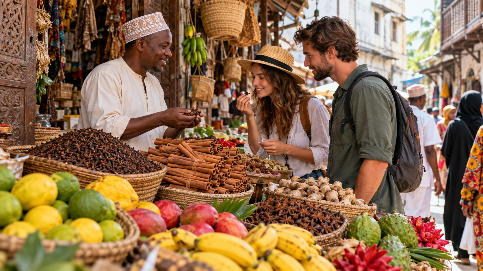 Spezie e frutta al mercato